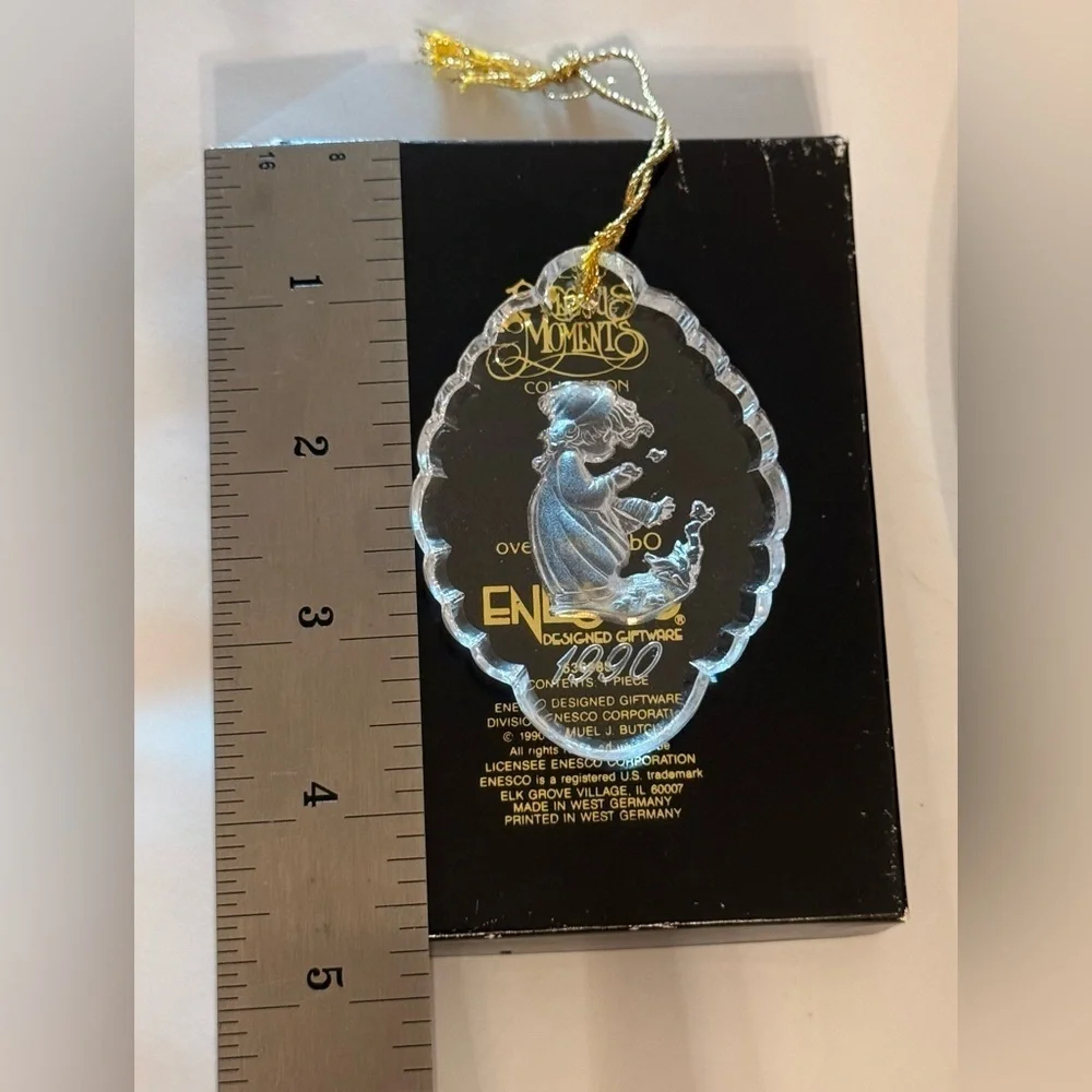 Enesco Precious Moments Lead Crystal Dated 1990 Christmas Ornament Vintage636886